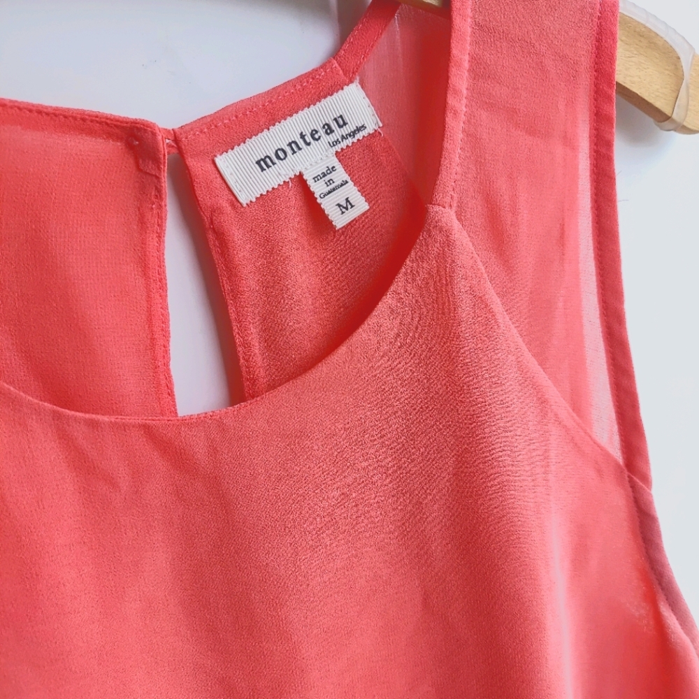 Monteau Summer Flowy Coral Blouse
